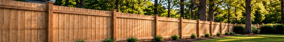 Finished natural wood privacy fence