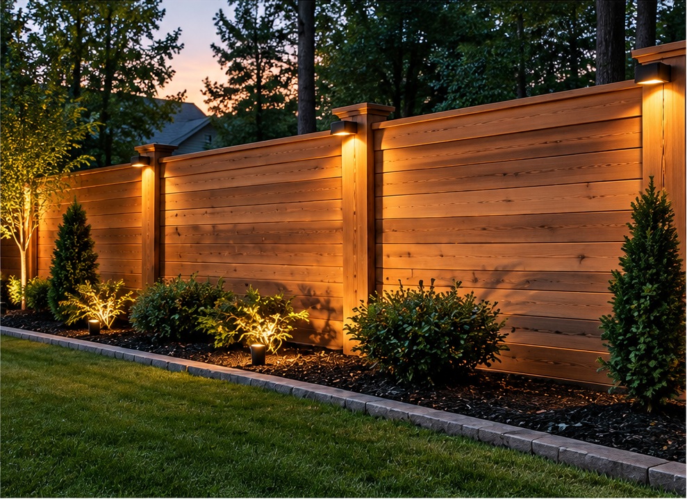 Custom wood fencing installation