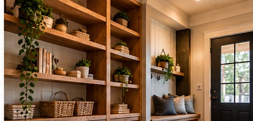 Custom shelving and built-in storage
